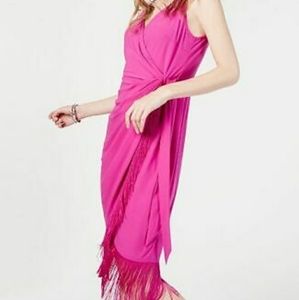 INC Magenta Flame fringe dress